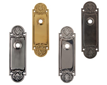 Brass Refined Door Trim Escutcheon Plate with hub for antique doors and door knobs - Stamped Design