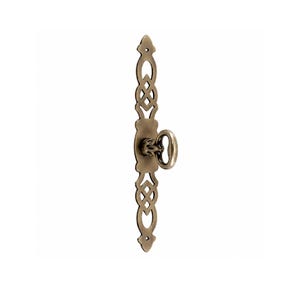 Key Hole Cover - Early American Chippendale Style Mock Key with Backplate in Antiqued Brass Finish