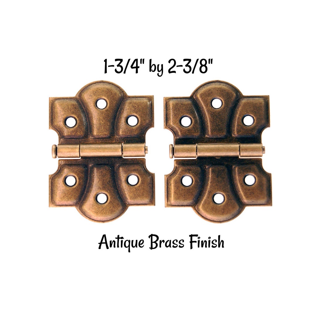 Pair of Antique Brass Hinges Antique Brass Finish Steel BUTTERFLY