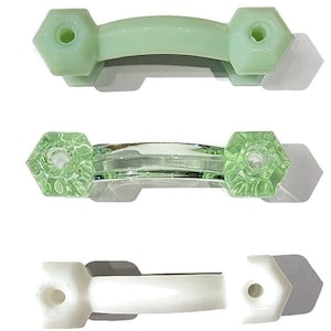 Front Mounted Glass Drawer Pull-  Antique Style glass Pull in Clear, Light Green, Jadite and White- Hoosier