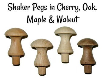 SHAKER KNOBS - Walnut, Maple, Cherry - Shaker Pins - Shaker Pegs