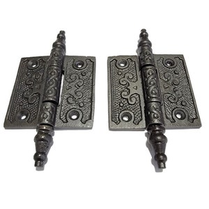 2-1/2&quot; Cast Iron Hinges -Victorian Style Iron Screen Door Hinges - Decorative Hinges Sold by the pair