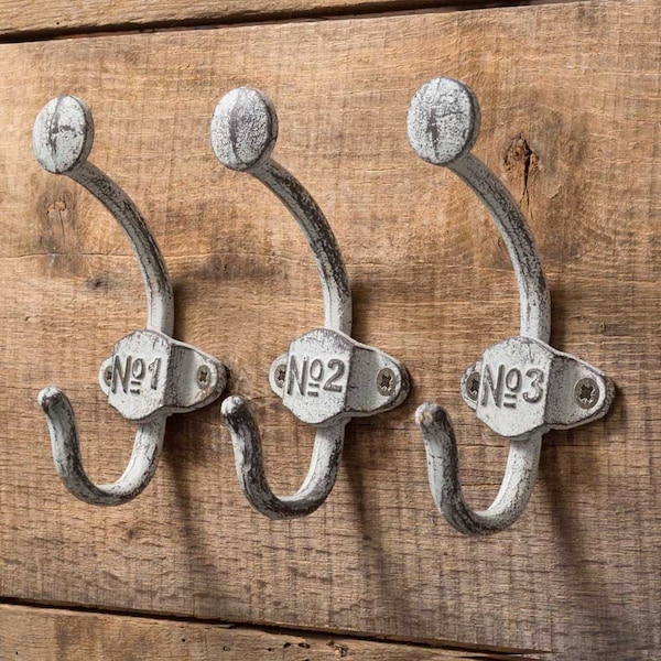 Numbered Wall Hooks Rustic Vintage Style Coat Hook Wardrobe Hook