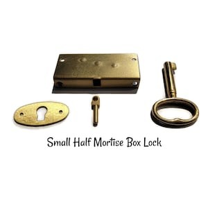 Solid Brass Half Mortise Lock With Key and Keyhole Cover Jewelry Box ...