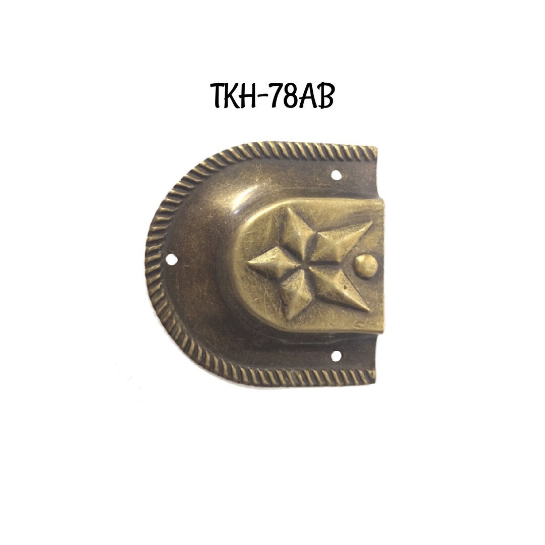 Trunk Handle End Cap Antique Star Stamped Steel Cap Style Trunk Handle