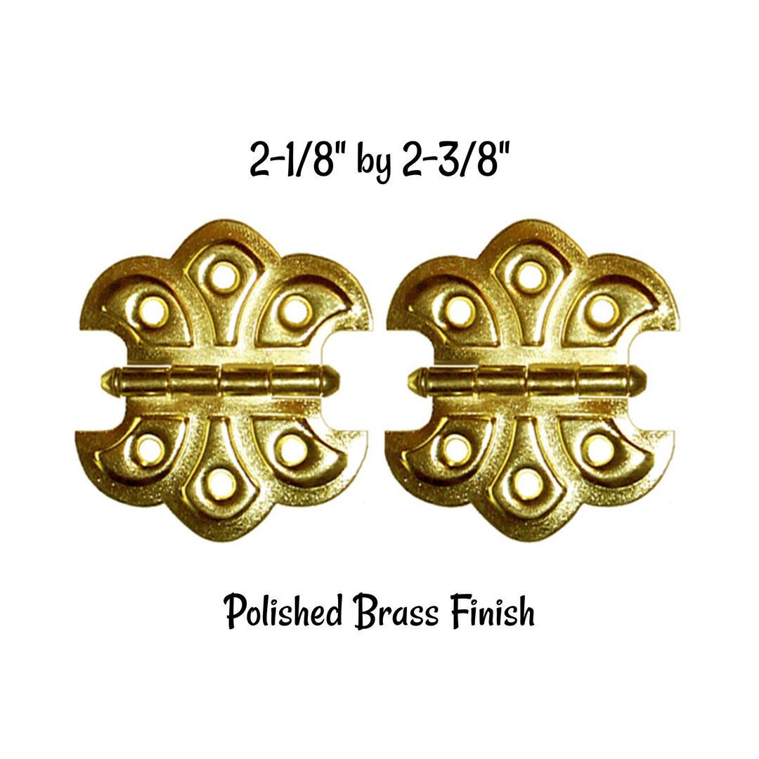 Pair of Butterfly Hinges 2 1/8 X 2 3/8 Brass Plated Steel BUTTERFLY