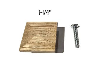 1-1/4" Side Grain Mission Style Square Oak Knob with Narrow Base - Arts & Crafts - Stickley - Mission Oak - Unfinished