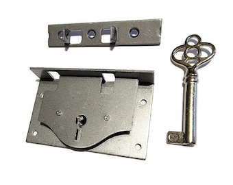 Lock - Steel Half Mortise CHEST LOCK with Key and Steel Catch Plate - Cedar Chest Lock