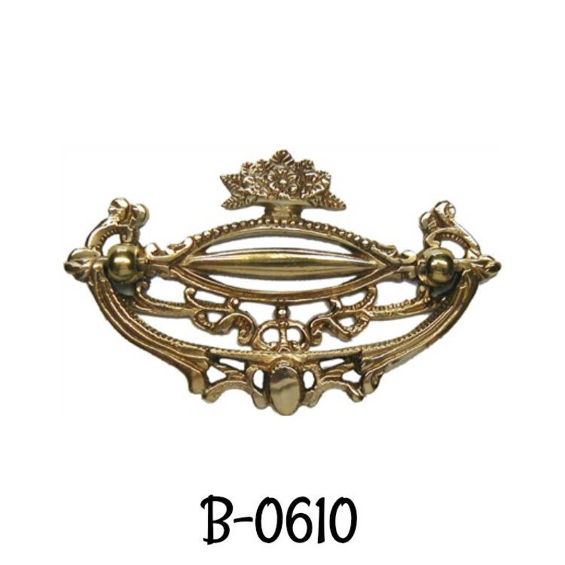 Drawer Pull Victorian Style Floral Basket Cast Brass DRAWER PULL