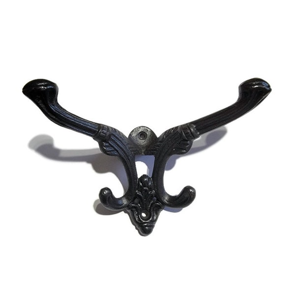 Coat Hook  - Victorian Style Cast Iron Front Mounted Double Coat Hook - Victorian Coat Hook - Hall Tree