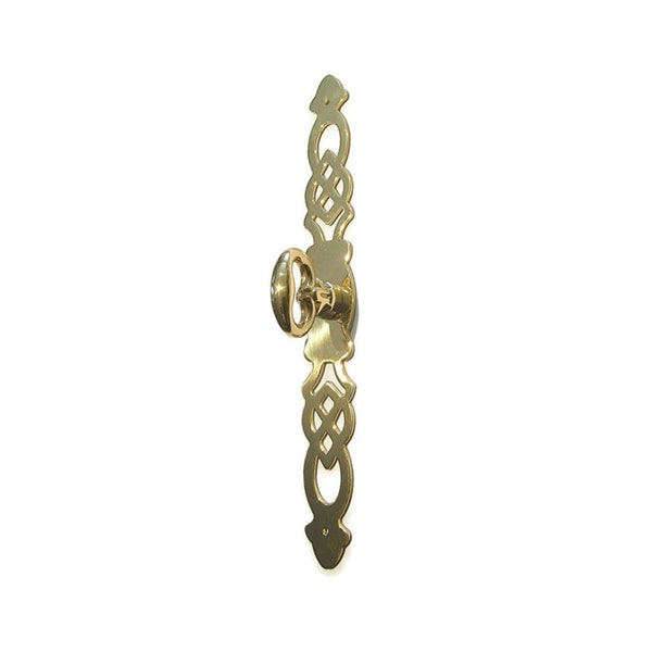 Brass Key Pull Knob- Cast Brass Mock Key Door Pull with tall backplate