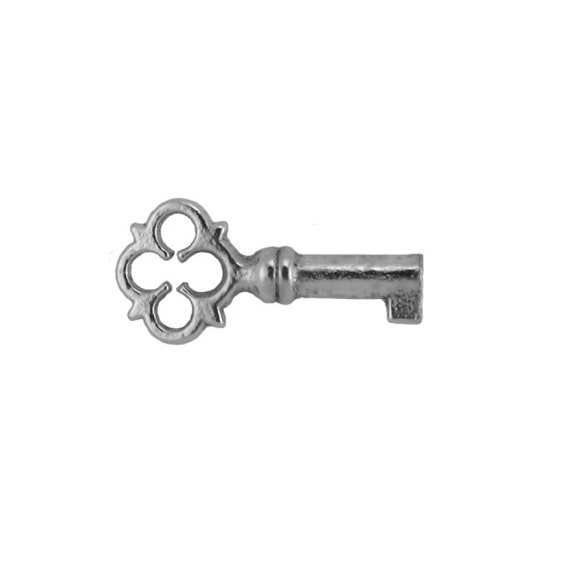 Small Jewelry Box Key, Nickel Plated Iron Key - Antique Vintage