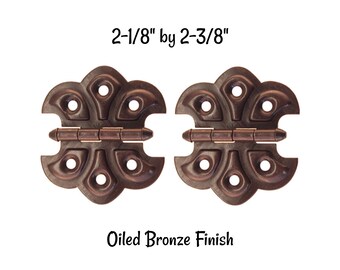 thumbnail image 2 of Oil Rubbed Bronze Butterfly Hinge - 2" X 2" Vintage Rustic Shell Design For Furniture 2 of 12