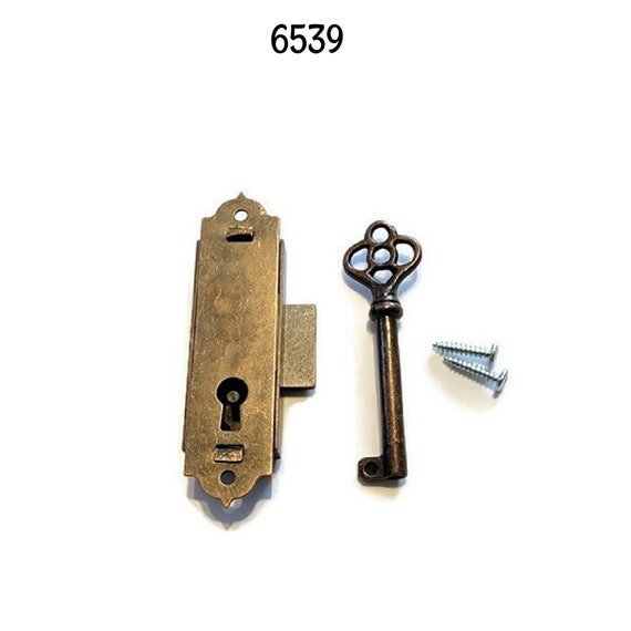 Narrow FLUSH MOUNT LOCK With Statuary Bronze Finish Curio Cabinet