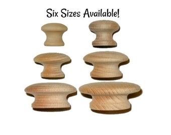 Hardwood Knobs - Hardwood Furniture Knobs Pulls Six sizes Available - Furniture Knob