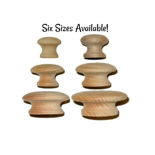 Hardwood Knobs - Hardwood Furniture Knobs Pulls Six sizes Available - Furniture Knob