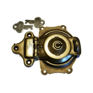 Trunk Lock - Antique Brass Finish Flush Mount Trunk Lock with Keys