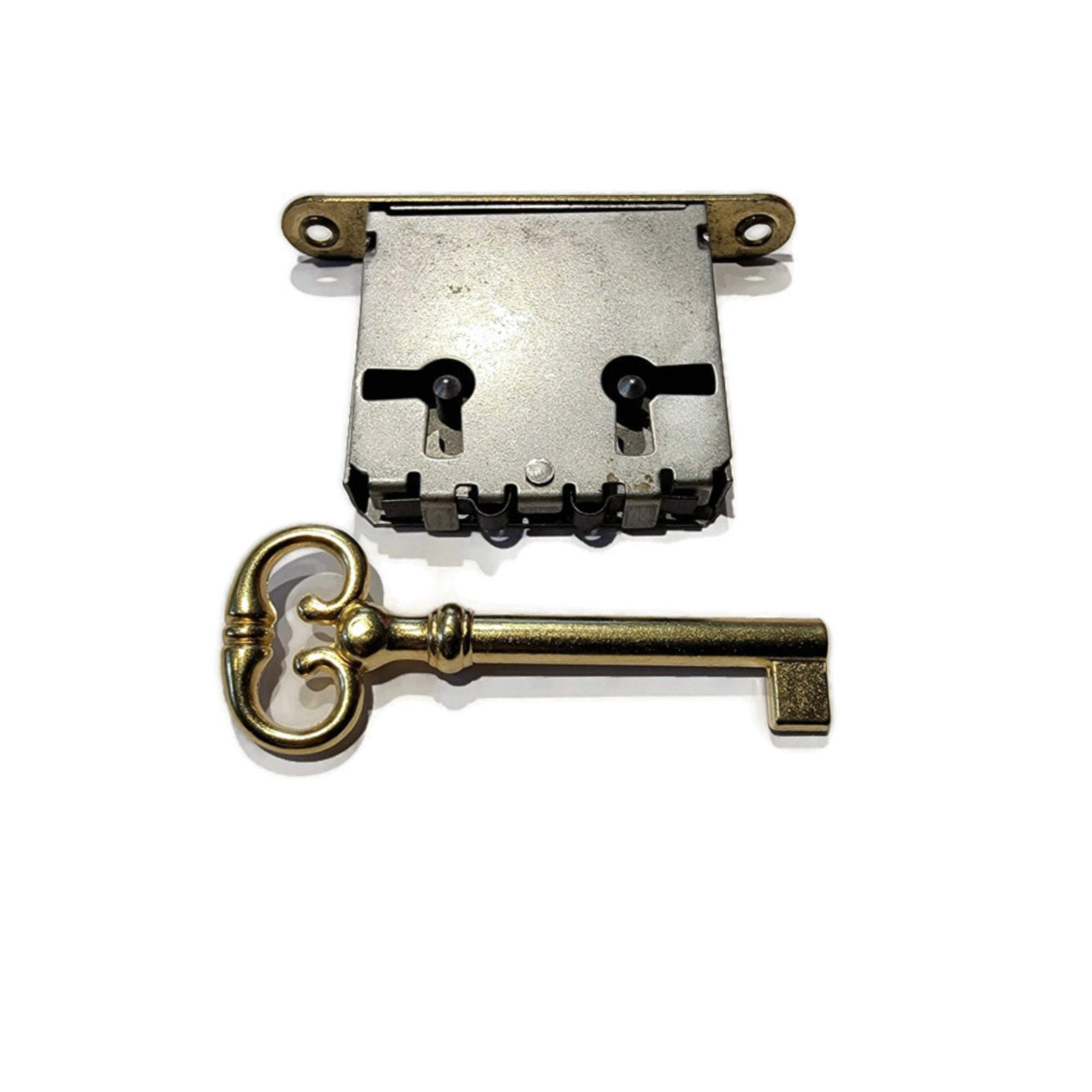 Restorers Classic Steel Cabinet Lock with Skeleton Key