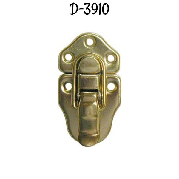 Trunk Latch - Small Flush Mount Trunk Drawbolt Latch - Brass Plated Stamped Steel