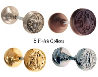 Door Knob Solid Brass Acanthus Design - Vintage Door Knob - 5 Finish Options - Antique Style Door Knob