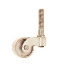 1&quot; Antique Furniture Caster- Small - Cast Brass Stem Furniture Roller - Polished Brass
