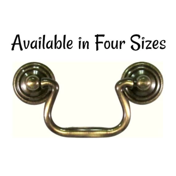 Drawer Pull Queen Anne Style Antiqued Cast Brass Bail Pull Etsy