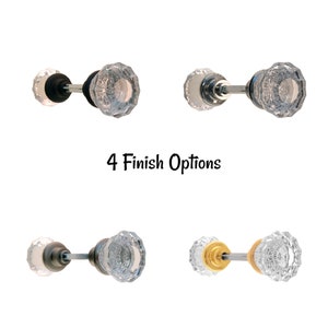 Fluted Glass Doorknob with Solid Brass base - Vintage Door Knob - Antique Style Door Knob