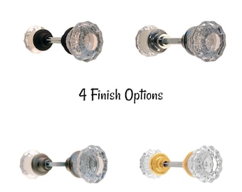 Fluted Glass Doorknob with Solid Brass base - Vintage Door Knob - Antique Style Door Knob