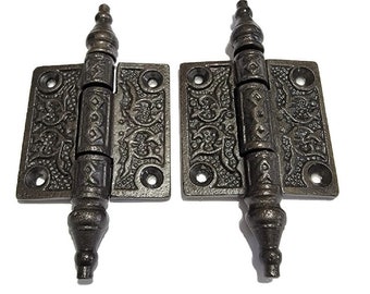 2" Cast Iron Hinges -Victorian Style Iron Screen Door Hinges - Decorative Hinges Sold by the pair