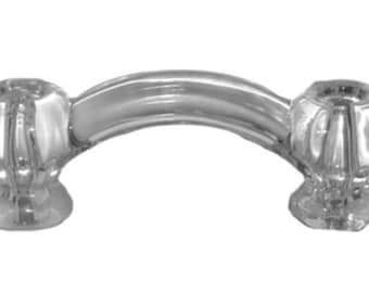 Front Mounted Glass Drawer Pull-  Antique Style glass Hexagon Pull in Clear Glass - Hoosier
