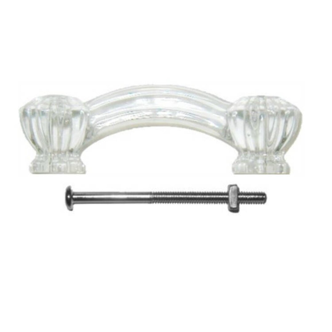 Front Mounted Glass Drawer Pull Antique Style Fluted Glass Pull in