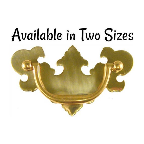 2 1/2" Stamped Brass Chippendale Style Drawer Pull Antique Furniture Vintage Old 