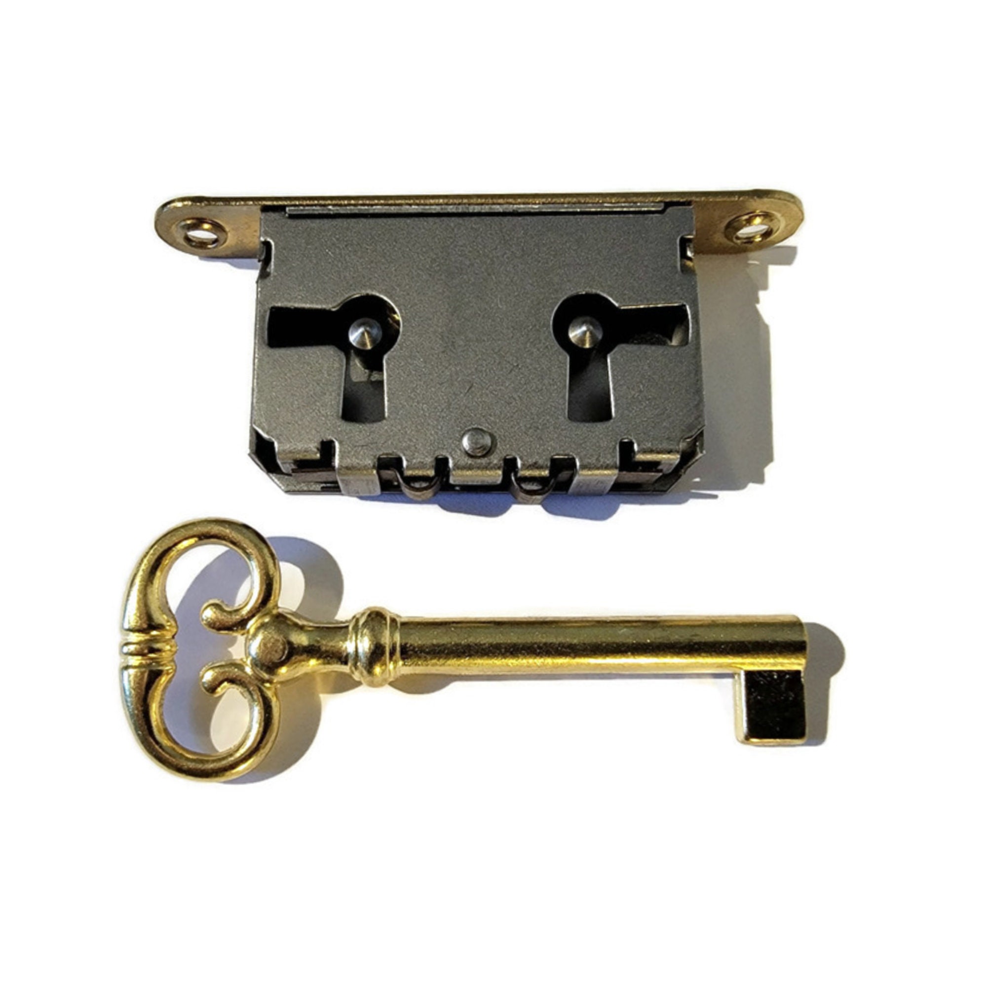 Restorers Brass Mortise Lock Set with Skeleton Key