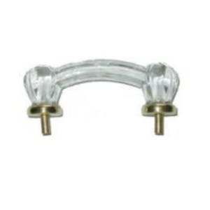 Glass Drawer Pull Rear Mounted -  Antique Style glass Pull in Clear Glass and Brass - Hoosier Cabinet