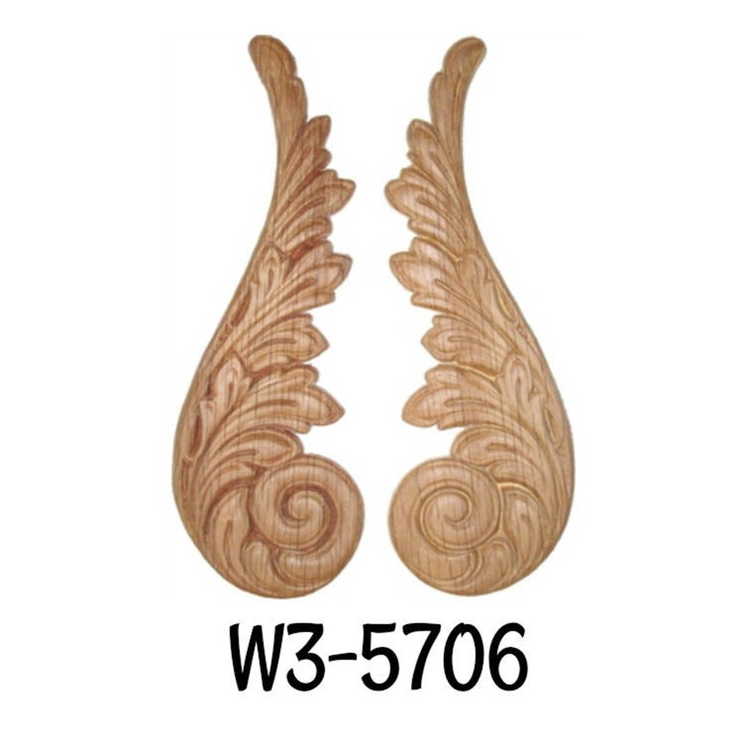 Pressed Oak Ornament Oak Veneer Wood Applique, Furniture Embellishment