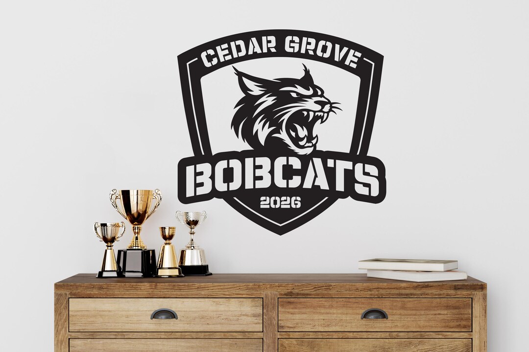 Personalized Bobcat Mascot Metal Wall Art Sign, Custom School Team ...