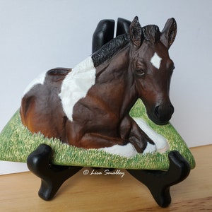Cinder, Unpainted White Resin Model Horse Medallion sculped by Lisa Smalley