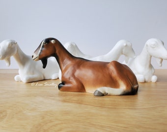 Lying Down LaMancha Goat, Unpainted White Resin, Traditional sized Breyer model horse scale