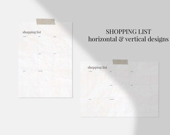 Printable shopping list-- minimal -- clean design