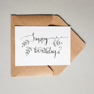 Happy Birthday // Downloadable and Printable // Digital // Hand Lettered // Greeting Card