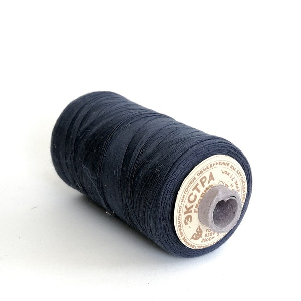 Bobines de fil 100 % coton zéro déchet - Outils de couture de qualité - Fil organique naturel vintage solide - Grandes bobines de fil noir denim marron