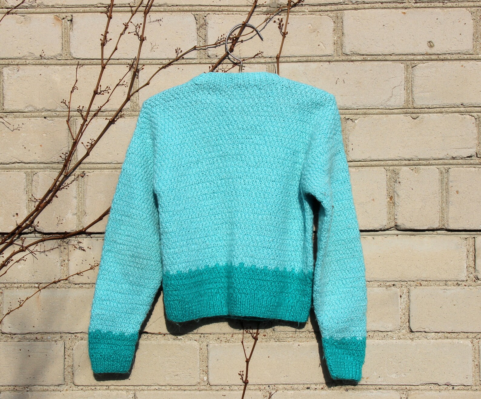 Turquoise Pattern Print Buttoned Cardigan Sweater