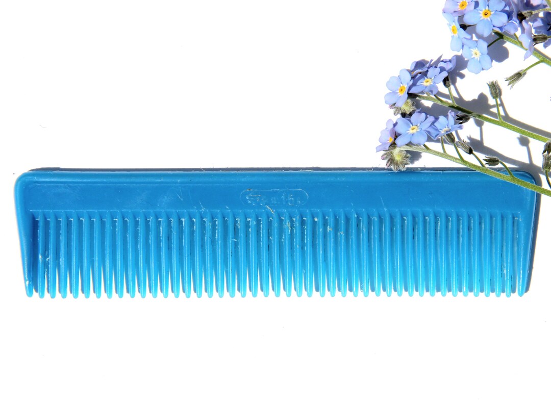 Vintage Hair Styling Tools, Blue Hair Comb, Mini 1980's Hairbrush