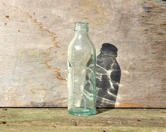Vintage Soviet Era: Baby Feeding Glass Bottle - Milk Bottle with Stopper- Nursery Bottle- Prop Photographic- Retro Home Decor- Antique Glass