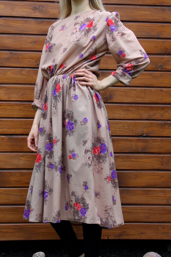 Beige flower cheap dress