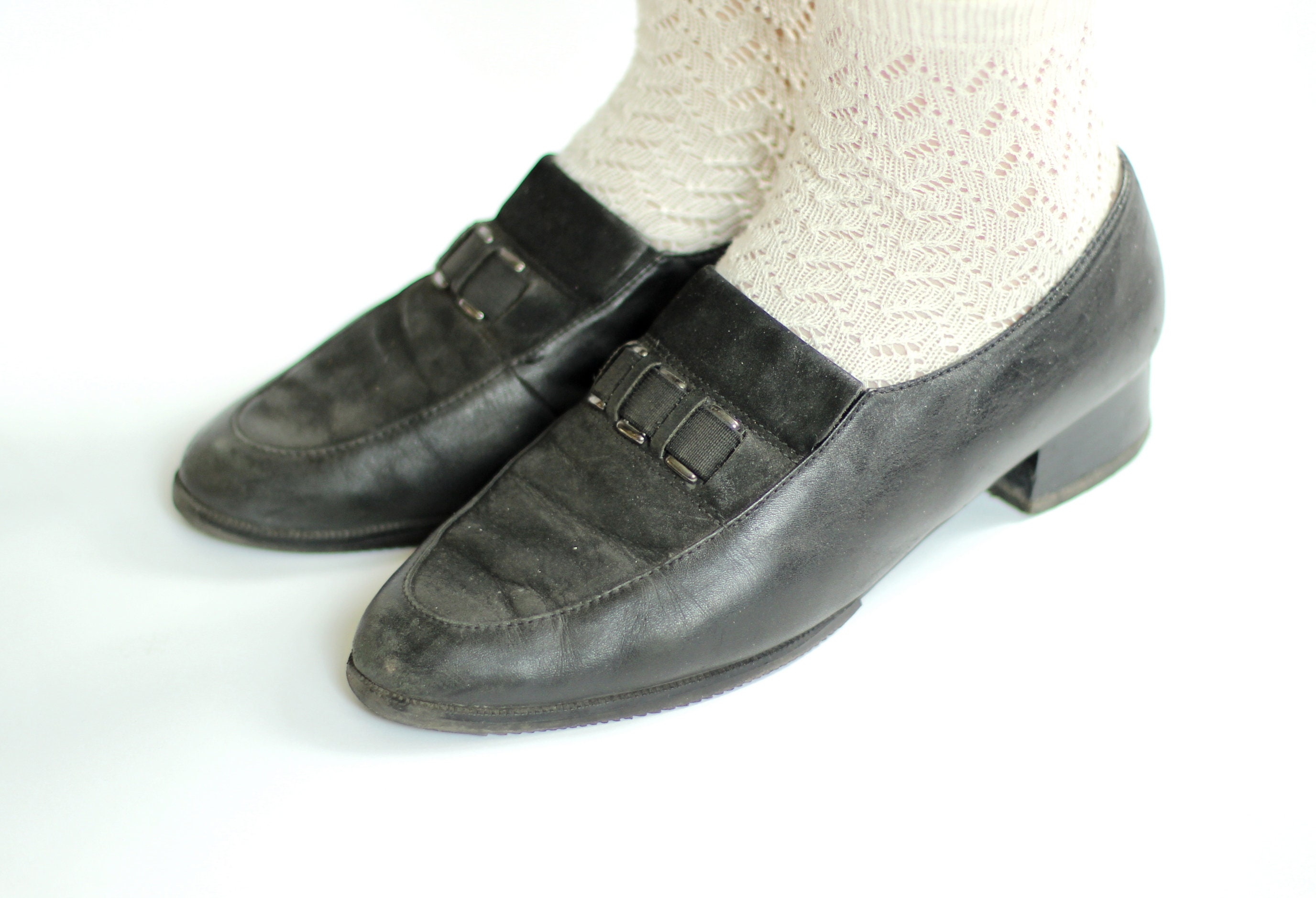 Vintage 90s Black Leather Oxford Shoes | Retro Derby Flats Vintage 90s Black Leather Oxford Shoes | Retro Derby Flats