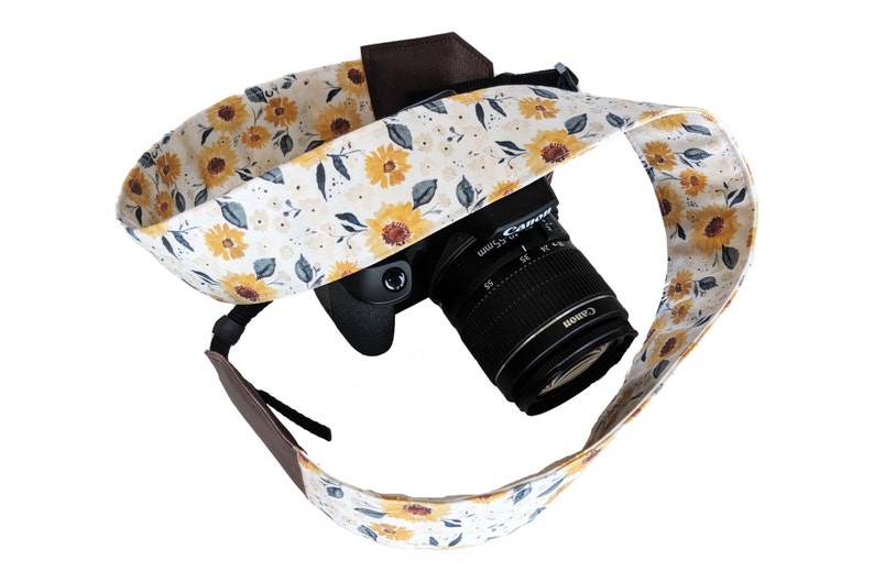 Floral camera strap, dslr camera strap, photography accecories, gift, dslr cameras, canon, Nikon, Sony, sunflowers, womens camera strap 