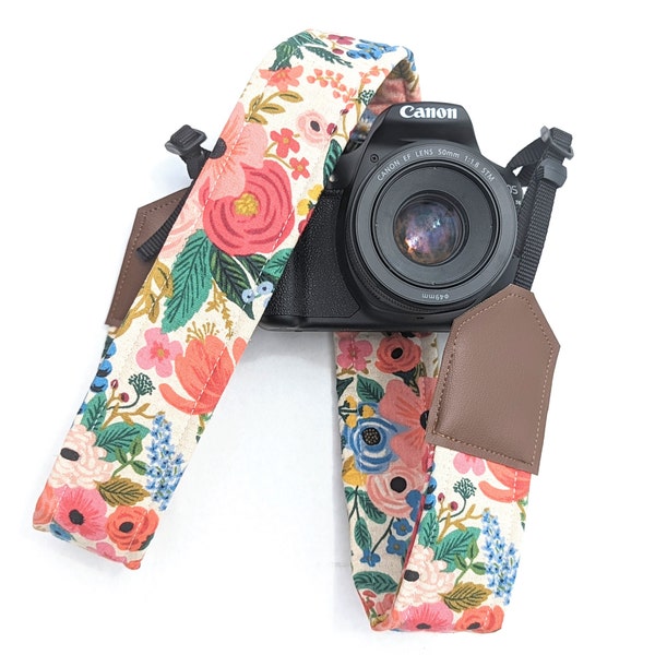 Floral camera strap, dslr camera strap, photography accecories, gift, dslr cameras, canon, Nikon, Sony, rifle paper co, womens camera strap