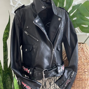 Hand Painted vegan leather jacket ~ WORTHY (ARIES)