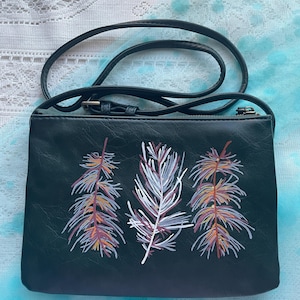 Hand Painted vegan leather crossbody handbag: THIA